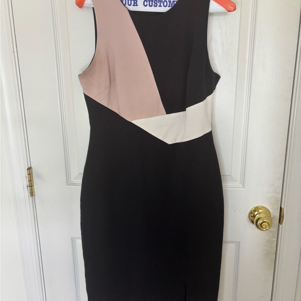 Elegant Colorblock Sleeveless White House Black Market flattering Dress
